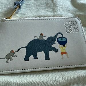 Loewe Kids Elephant and Monkeys Pouch - Gray and Blue